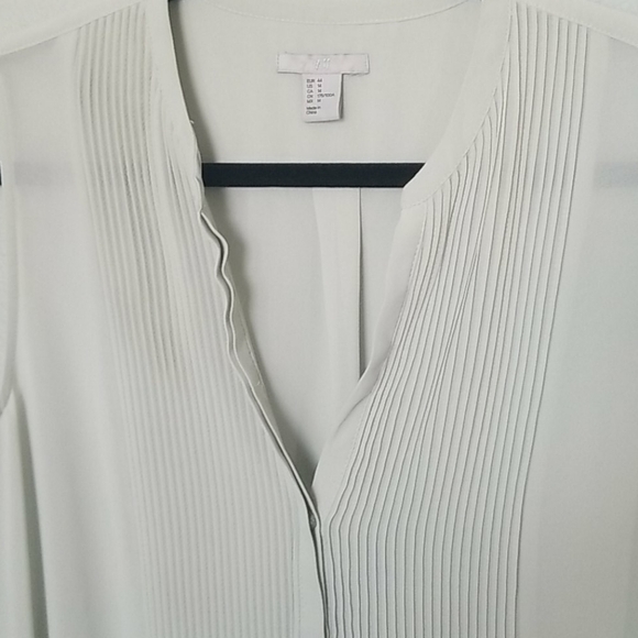 H&M Mint Green Office Dressy Pleated Front Sleeveless Top Blouse size 14 - Picture 5 of 8